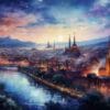 Pintura digital impresionista de Barcelona medieval de fantasía - Imagen 3