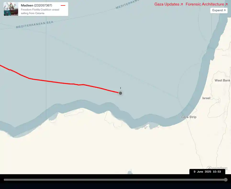 Ubicación de la Flotilla de la Libertad 25 de Junio 10:53