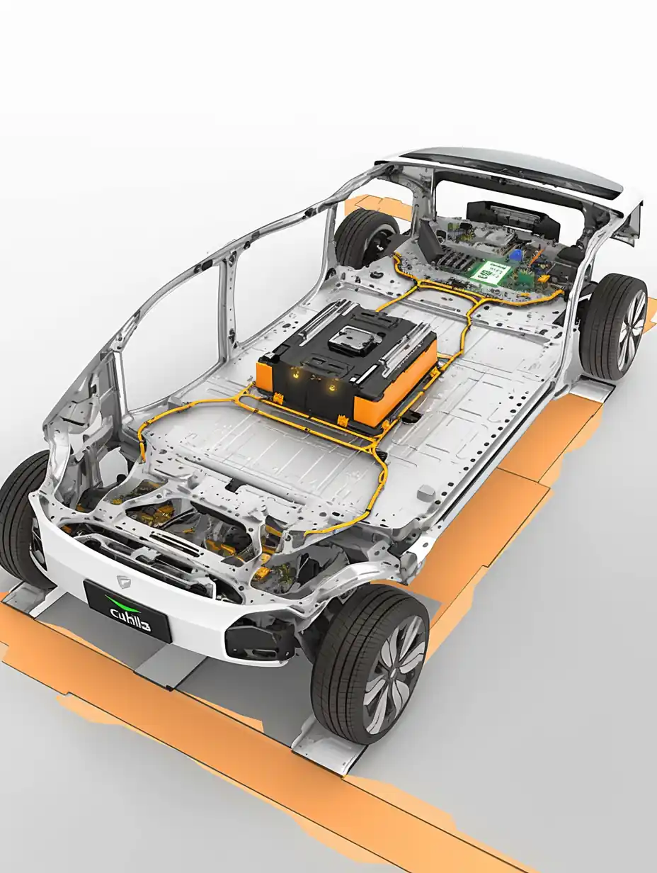 Vehículo eléctrico con Celda de batería Blade 2.0 de BYD con interfaz de carga marcando 8C, simbolizando la capacidad de **carga ultra-rápida del BYD Blade Battery LFP